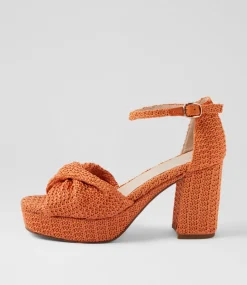 Women TOP END Heels|Sandals-Voday Orange Synthetic Raffia Sandals