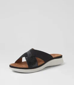 Women I LOVE BILLY Flats|Sandals-Vrenkie Black Snake Sandals