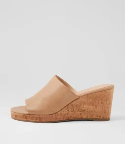 Women TOP END Heels|Sandals-Walars Latte Leather Sandals