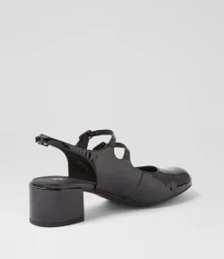 Women TOP END Heels-Warel Black Patent Leather Heels
