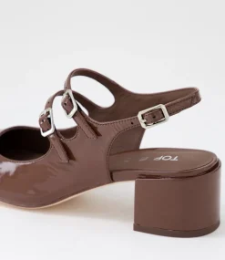 Women TOP END Heels-Warel Milk Choc Patent Leather Heels
