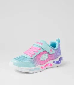 SKECHERS Sport School Shoes-Wavy Beams Oe Junior Mint Multi Fabric Sneakers