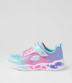 SKECHERS Sport School Shoes-Wavy Beams Oe Junior Mint Multi Fabric Sneakers