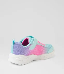 SKECHERS Sport School Shoes-Wavy Beams Oe Junior Mint Multi Fabric Sneakers