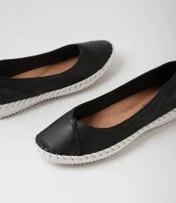 Women SUPERSOFT Flats-Wayson Black Leather Ballet Flats