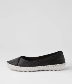 Women SUPERSOFT Flats-Wayson Black Leather Ballet Flats