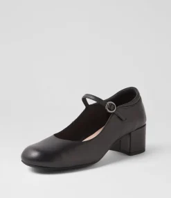 Women TOP END Mary Janes|Heels-Wiseley Black Leather Mary Jane Heels