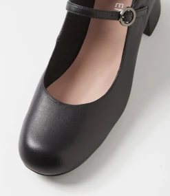 Women TOP END Mary Janes|Heels-Wiseley Black Leather Mary Jane Heels