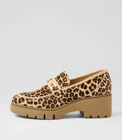 Women TOP END Loafers|Heels-Xaxi Blonde Leopard Latte Pony Leather Heels