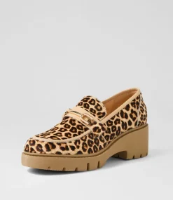 Women TOP END Loafers|Heels-Xaxi Blonde Leopard Latte Pony Leather Heels