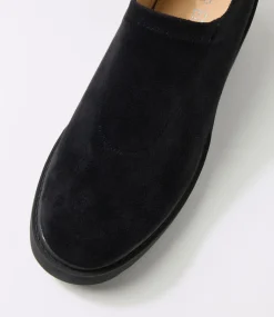 Women TOP END Heels-Xila Black Stretch Microsuede Heels