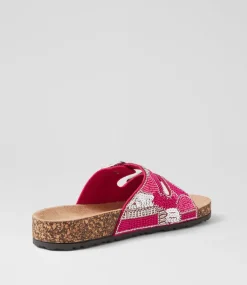 Women I LOVE BILLY Flats|Sandals-Yakira Fuchsia Multi Sandals