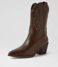 Women I LOVE BILLY Boots-Yeehaw Choc Green Stitch Calf Boots