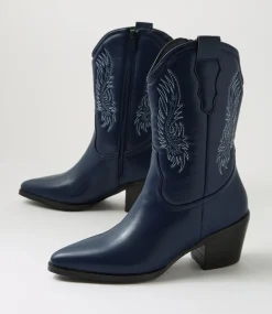 Women I LOVE BILLY Boots-Yeehaw Navy Calf Boots
