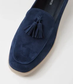 Women DIANA FERRARI Flats|Loafers-Yeneta Navy Suede Loafers