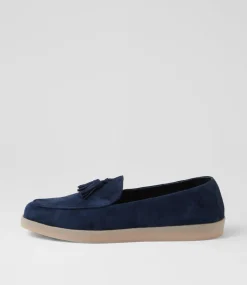 Women DIANA FERRARI Flats|Loafers-Yeneta Navy Suede Loafers
