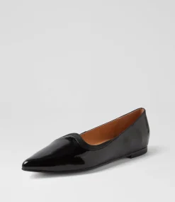 Women TOP END Flats-Yibbie Black Patent Leather Ballet Flats