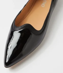 Women TOP END Flats-Yibbie Black Patent Leather Ballet Flats
