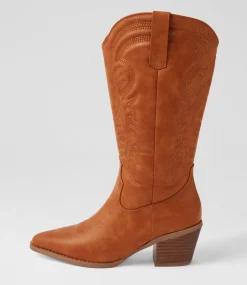 Women I LOVE BILLY Boots-Yodel Tan Knee High Boots