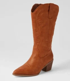 Women I LOVE BILLY Boots-Yodel Tan Knee High Boots