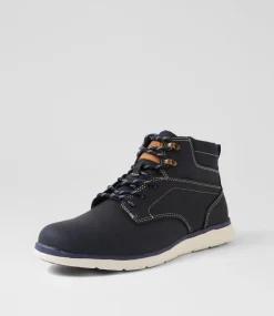 COLORADO Boots|Casuals-Youth Navy Crazyhorse Leather Lace Up Boots