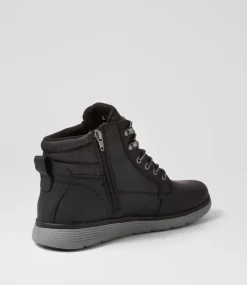 COLORADO Boots|Casuals-Yrbud Black Crazyhorse Leather Lace Up Boots