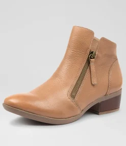 Women DIANA FERRARI Boots-Zalen Dark Tan Leather Ankle Boots