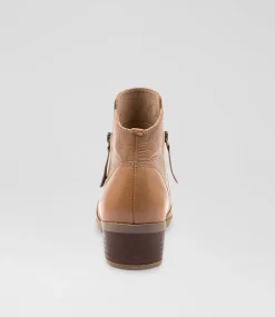Women DIANA FERRARI Boots-Zalen Dark Tan Leather Ankle Boots