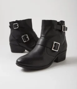 Women DIANA FERRARI Boots-Zarelli Black Leather Ankle Boots