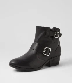 Women DIANA FERRARI Boots-Zarelli Black Leather Ankle Boots