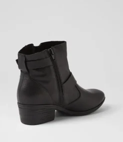 Women DIANA FERRARI Boots-Zarelli Black Leather Ankle Boots