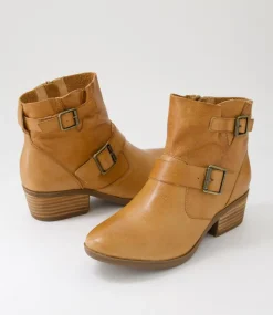 Women DIANA FERRARI Boots-Zarelli Dark Tan Leather Ankle Boots