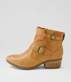 Women DIANA FERRARI Boots-Zarelli Dark Tan Leather Ankle Boots