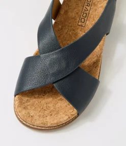 Women COLORADO Comfort|Flats-Zari Navy Leather Sandals