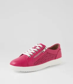 Women SUPERSOFT Comfort|Sneakers-Zarina Dark Fuchsia White Leather Sneakers