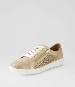 Women SUPERSOFT Comfort|Sneakers-Zarina Taupe Gold Shimmer Leather Sneakers