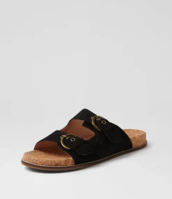 Women COLORADO Comfort|Flats-Zelda Black Leather Sandals