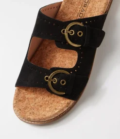Women COLORADO Comfort|Flats-Zelda Black Leather Sandals