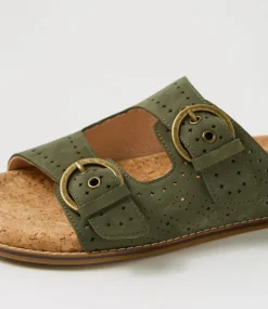 Women COLORADO Comfort|Flats-Zelda Khaki Leather Sandals