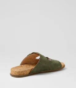 Women COLORADO Comfort|Flats-Zelda Khaki Leather Sandals