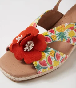 Women SUPERSOFT Comfort|Heels-Zenea Fruit Salad Orange Leather Suede Sandals