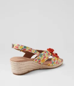 Women SUPERSOFT Comfort|Heels-Zenea Fruit Salad Orange Leather Suede Sandals