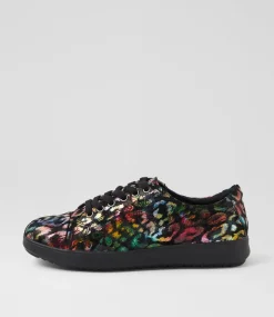 Women SUPERSOFT Sneakers|Comfort-Zenena Black Leopard Multi Suede Sneakers