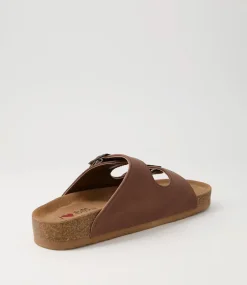 Women I LOVE BILLY Slides|Flats-Zigie Mocha Nubuck Pu Sandals