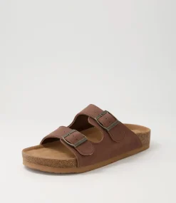 Women I LOVE BILLY Slides|Flats-Zigie Mocha Nubuck Pu Sandals