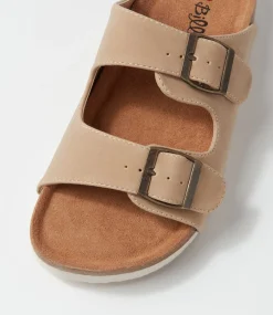 Women I LOVE BILLY Slides|Flats-Zigie Stone Nubuck Pu Sandals