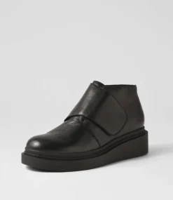 Women TOP END Boots-Ziloch Black Leather Ankle Boots