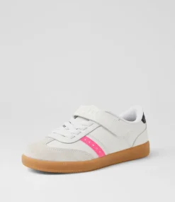 SKECHERS Sport School Shoes-Zinger Street Pv Junior White Black Pink Sneakers