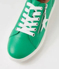 Women SUPERSOFT Comfort|Sneakers-Zings Bright Emerald White Leather Sneakers