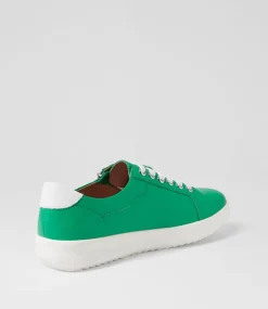 Women SUPERSOFT Comfort|Sneakers-Zings Bright Emerald White Leather Sneakers